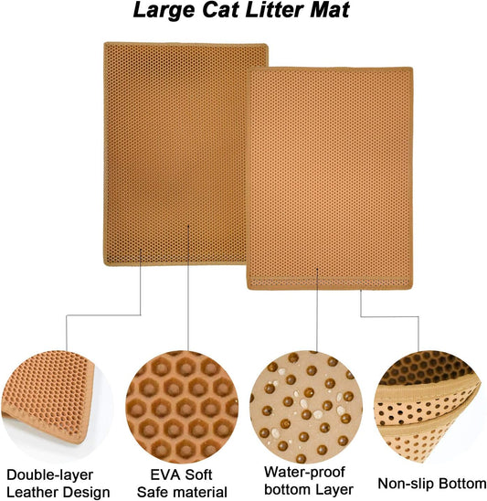 Cat Litter Mat Litter Tray Mat of Large Size, Waterproof Material BPA Free, Soft on Paws and Washable