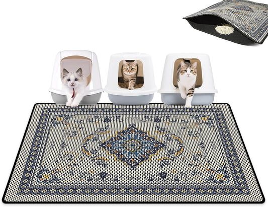 Cat Litter Mat 26.8"X46.5" Double Layer Waterproof Litter Box Mat Washable Litter Trapping Mat