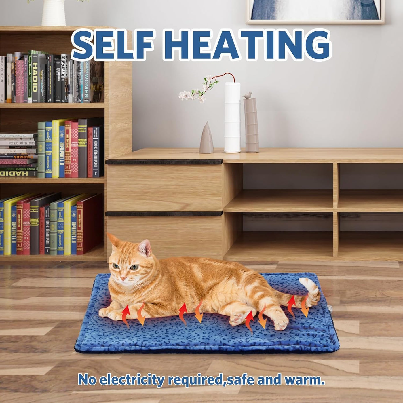 Self Warming Cat Bed, Self Heating Cat Pad, Thermal Pet Warming Mat. (Blue, 27 X 22 Inch)