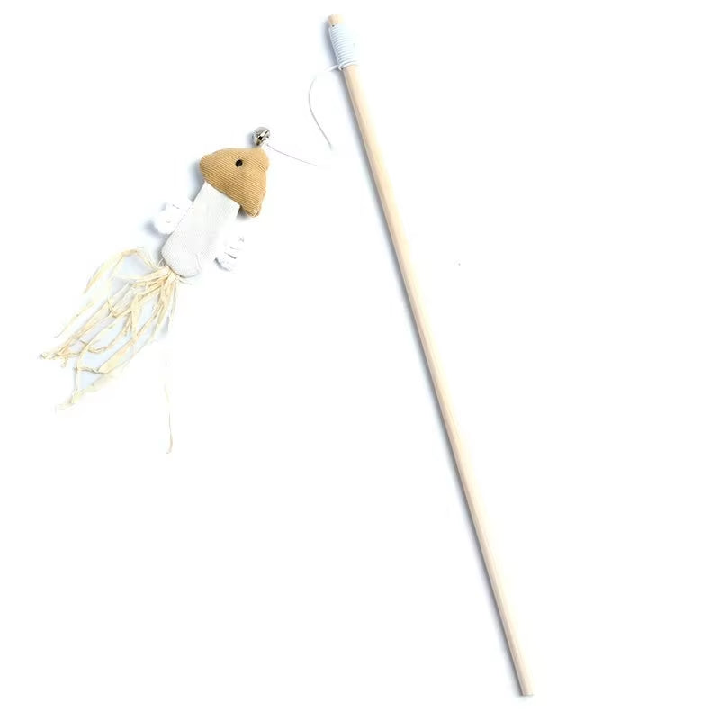 Feather Teaser Wand — Wooden Rod