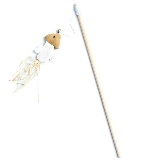 Feather Teaser Wand — Wooden Rod
