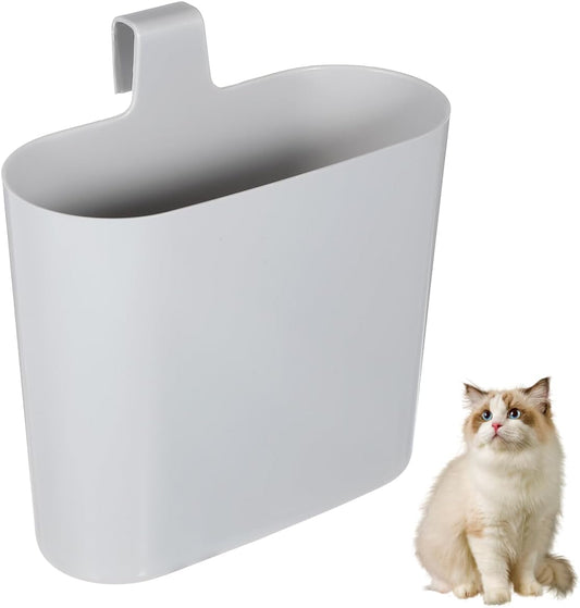 Cat Litter Scoop Holder: Universal Scooper Caddy Container for Litter Box, Hanging, Magnetic Mount Storage Stand to Collect Scatter, Grey