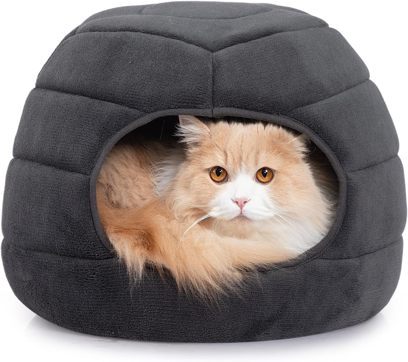 Cat Bed Cave for Indoor Cats for Pets up to 15 Lbs, Gray | Warm Cat Bed Cats Igloo Cave Condo, Covered Kitty House with Removable Washable Cushion, Cozy Enclosed Pet Bed for Small Dogs