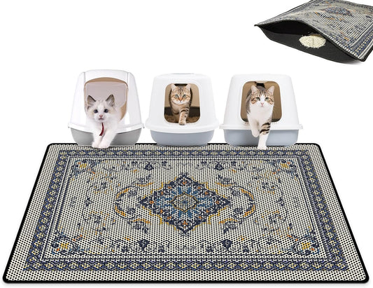 Cat Litter Mat 26.8"X46.5" Double Layer Waterproof Litter Box Mat Washable Litter Trapping Mat