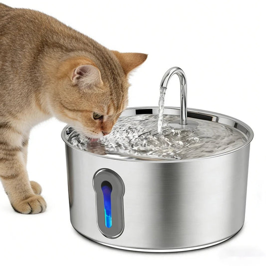 4L Stainless Steel Cat & Dog Water Fountain Ultra Quiet USB Powered Automatic Pet Drinking Fountain Durable for Indoor Pets