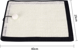 Sisal scratch mat laid flat with a ball toy on a string, with dimension lines marked 40 cm and 29 cm